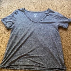 Grey and Black stripped Short Sleeve shirt from AE.